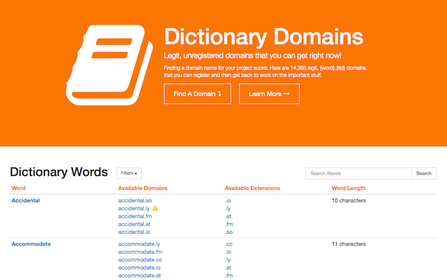 Dictionary Domains